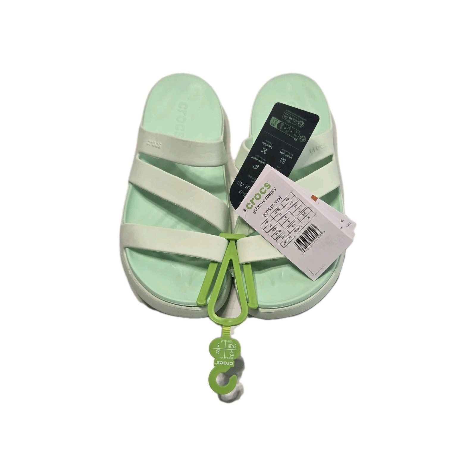 Crocs Getaway Strappy Sandal Womens 7 Comfort Waterproof Beach Poolside Green
