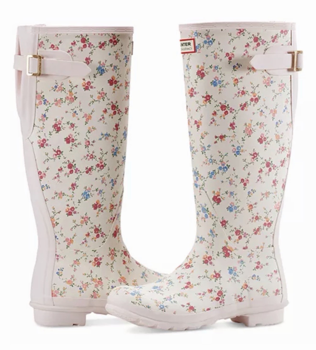 Hunter x LoveShackFancy Original Tall Rain Boot Sunrise Patchwork Confetti Sz 10