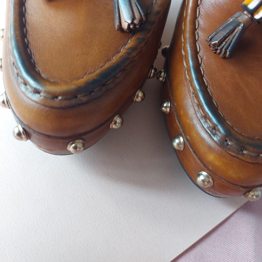 Auth GUCCI Studded Sabot Mules Bamboo Bit Wood Platform Heels Vintage IT35.5 US5