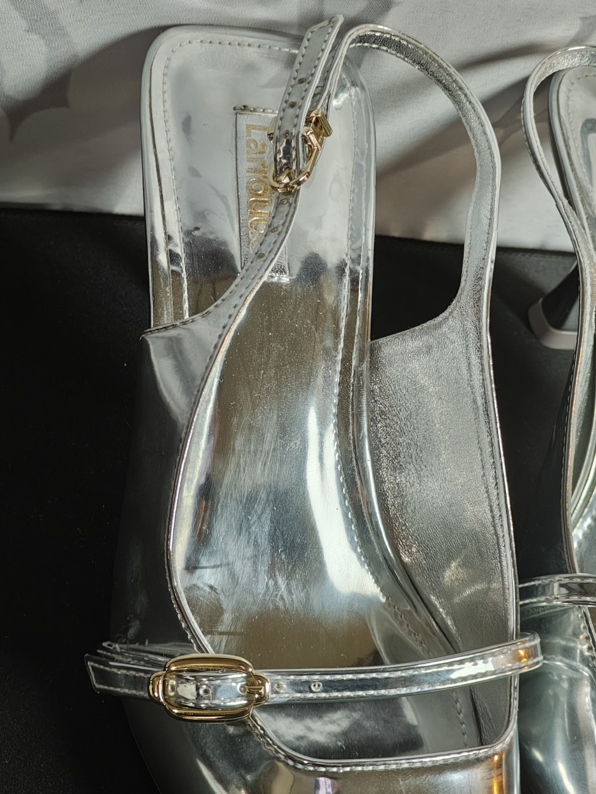 LARROUDE Women’s 9 Ines Pump In Silver Specchio New $350 Mirror Synthetic