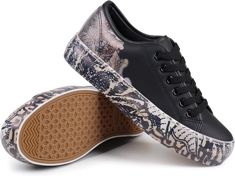 JABASIC Platform Sneakers Womens 6 Black Lace Up Chunky Street Style Shoes NEW