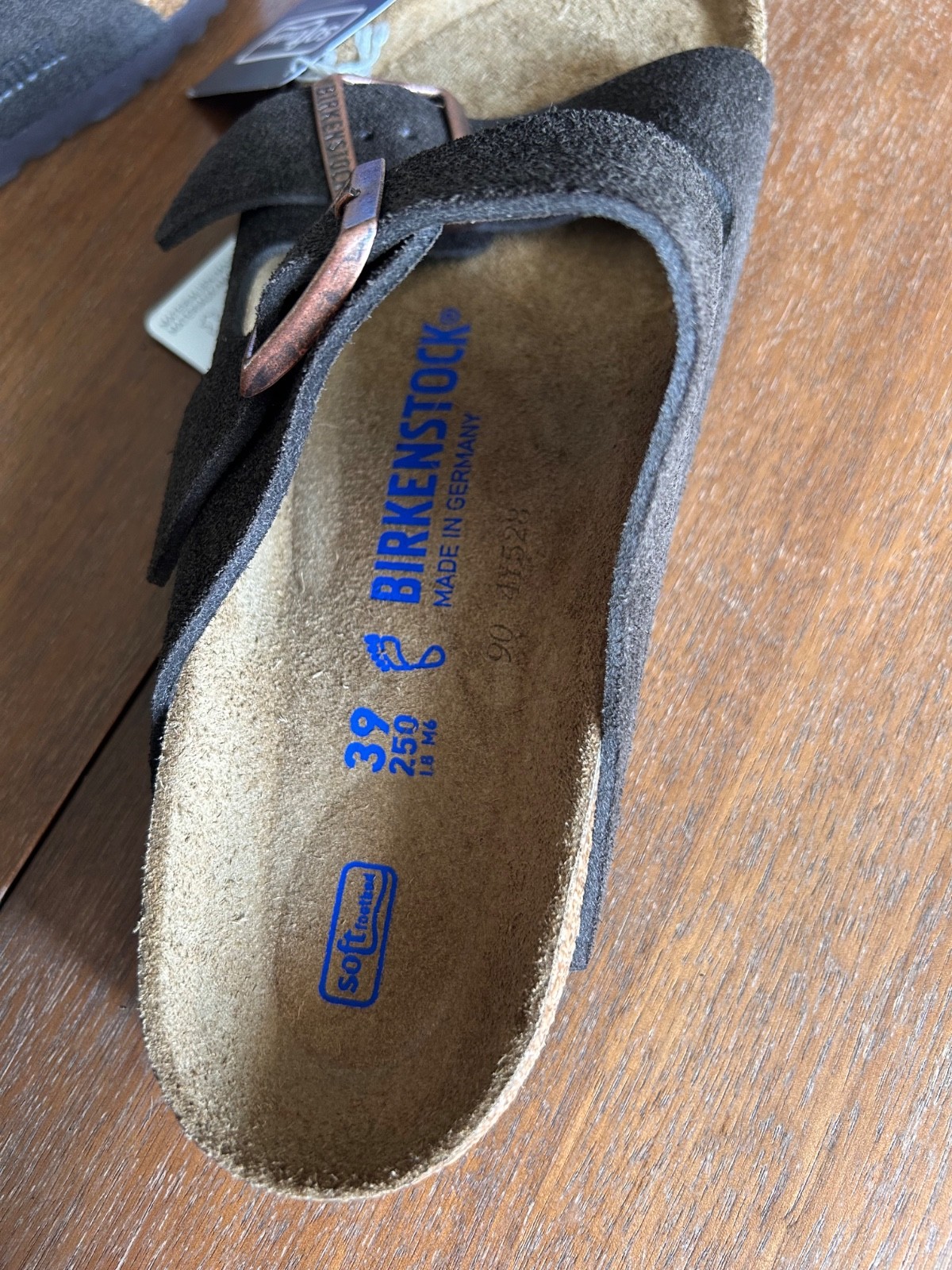 Birkenstock Arizona Soft Footbed Suede Leather – Size 8/39 – Mocha – New in Box