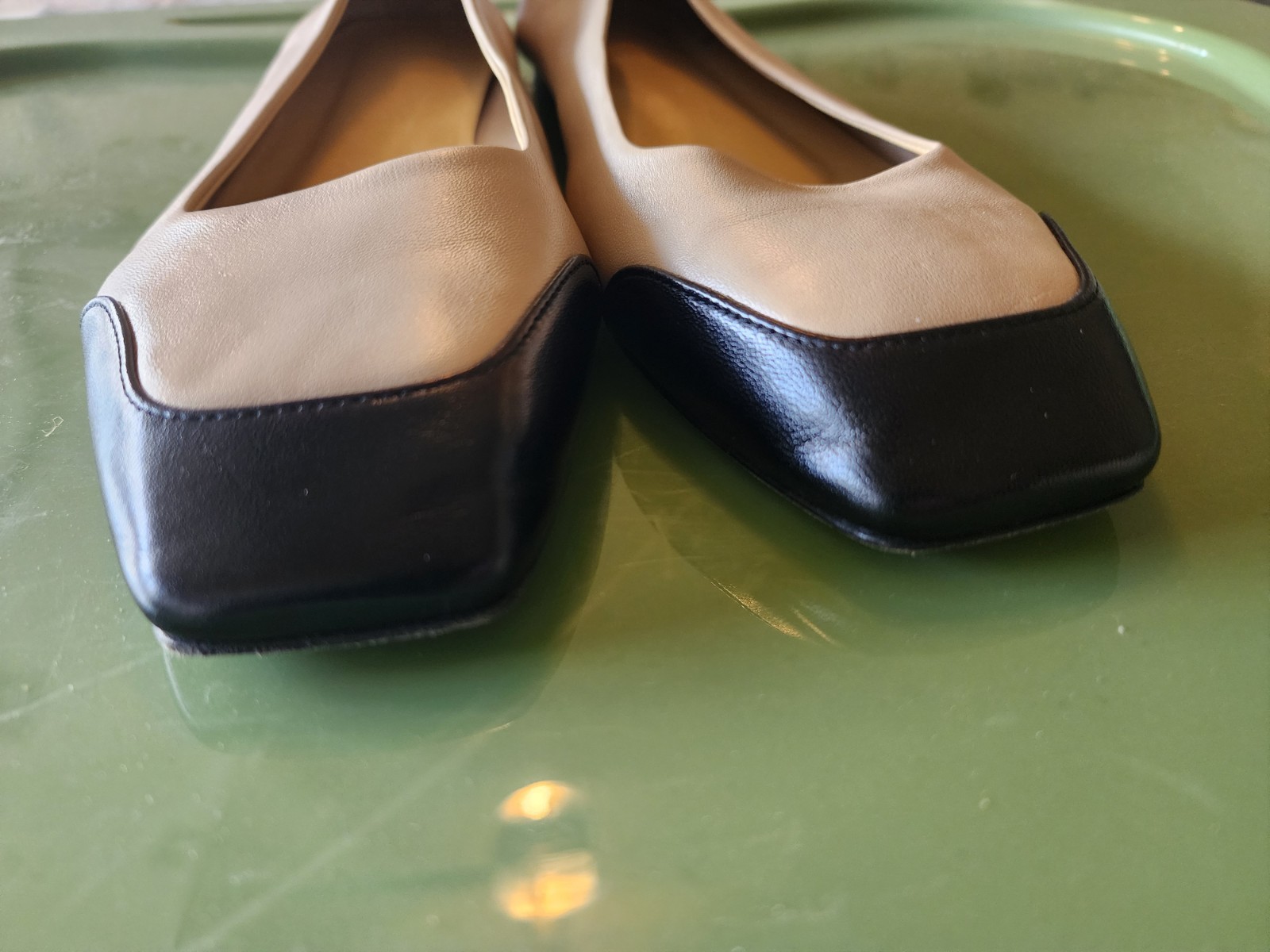 Aeyde IRIS Colorblock Neutral Napa Leather Ballet Flat Shoes Sz EU 39.5 US 9.5