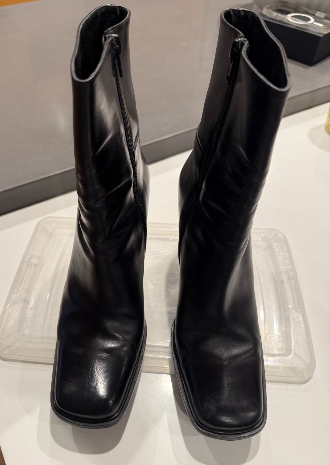 Via Spiga Black Leather High Heel Boots – 9.5 Great Condition