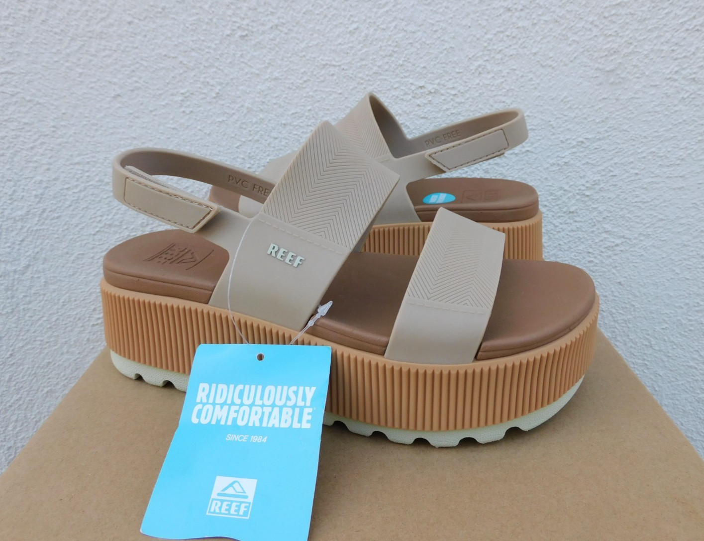 REEF WATER VISTA HIGHER ALOE WASH PLATFORM SANDALS, US 6/ EUR 36.5 ~NWT