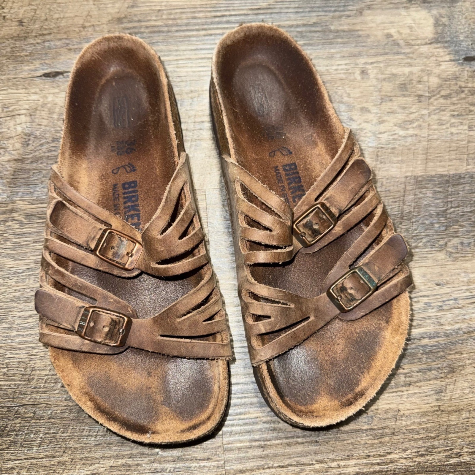 Birkenstock Granada Oiled Leather Sandals Brown Womens Size 36 US 5 Soft Footbed