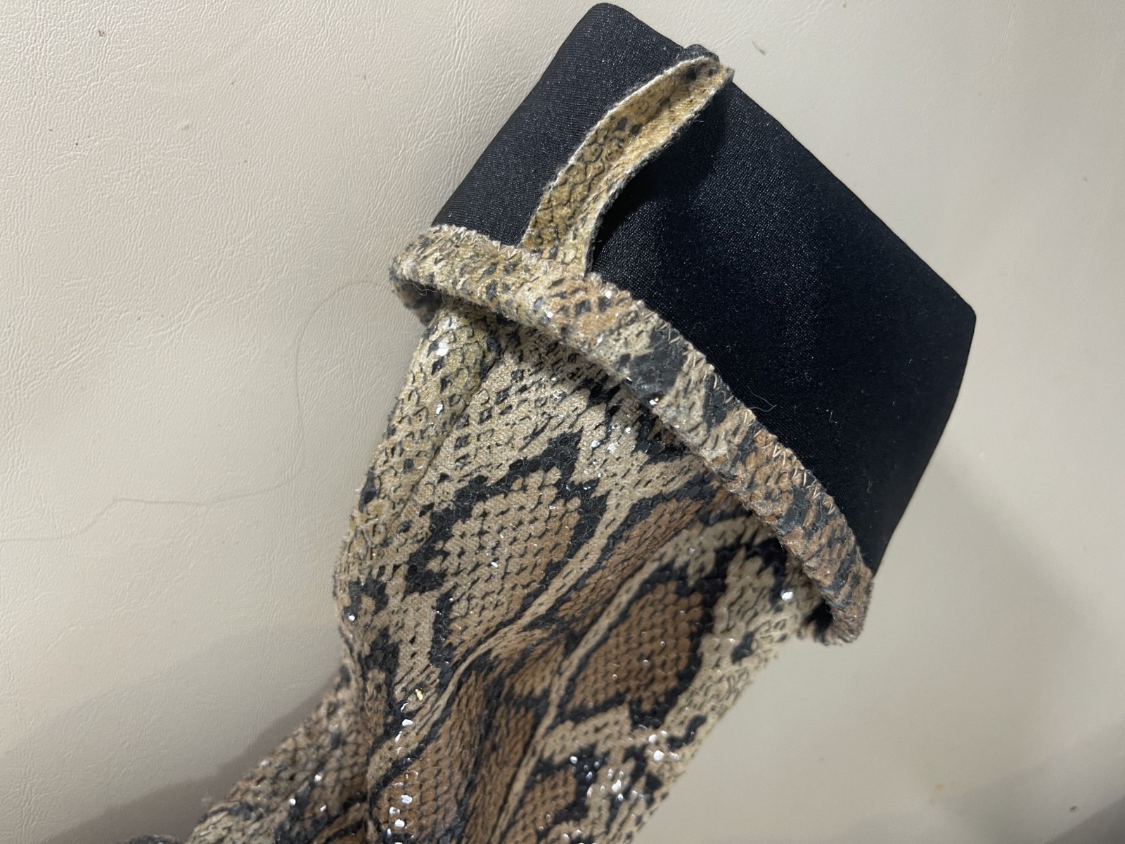 Vintage Y2K Zara Stretch Faux Snake Boots with Box Toe -EU 36-Made in Spain