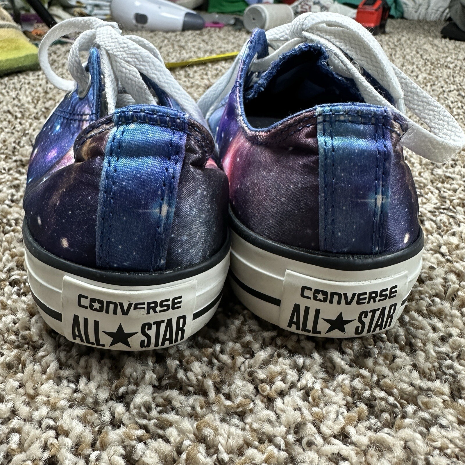 Converse All Star Low Top Satin Galaxy Womens (6) Mens (4) Purple Blue Sneaker