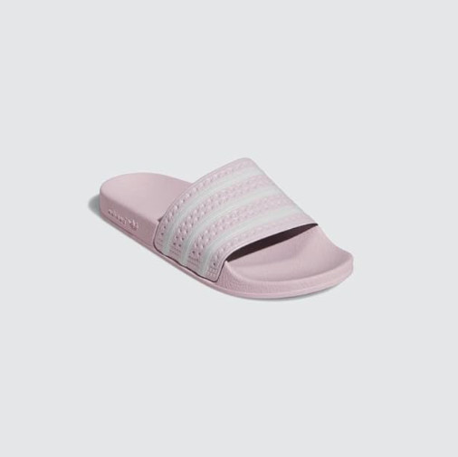 adidas Originals Adilette Slides Women’s Clear Pink White 3-Stripes Sandals