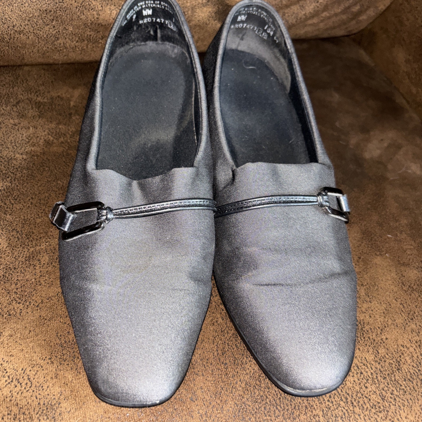 Munro American 9WW Womens Gray Slip On Block Heels Shoes Size 9 Wide
