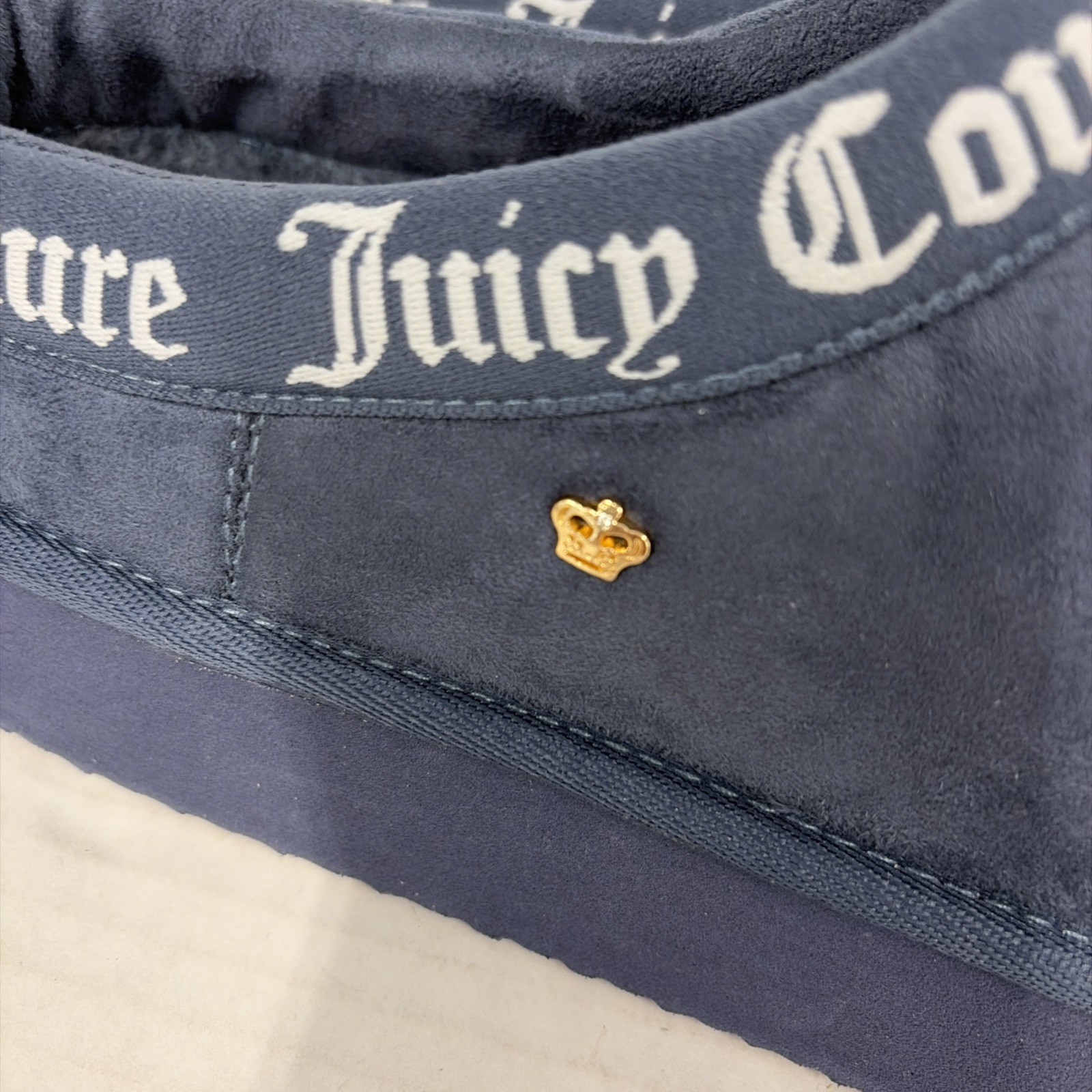 Juicy Couture JC-Oney Slippers Womens 9 EU 39/40 Blue Faux Fur New No Box