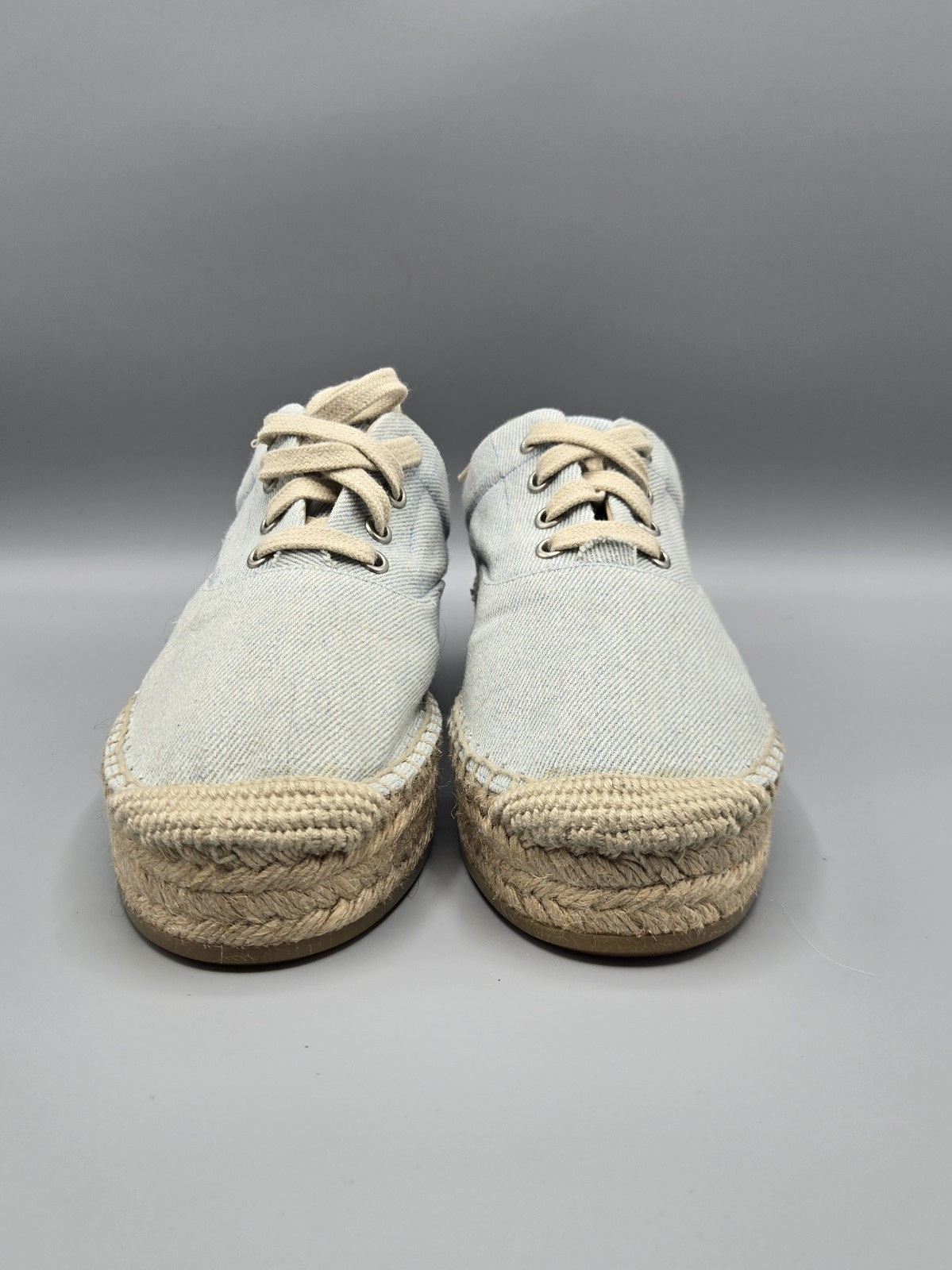 MM6 Maison Margiela Light Denim Lace-Up Platform Espadrilles Size EU 38 / US 8