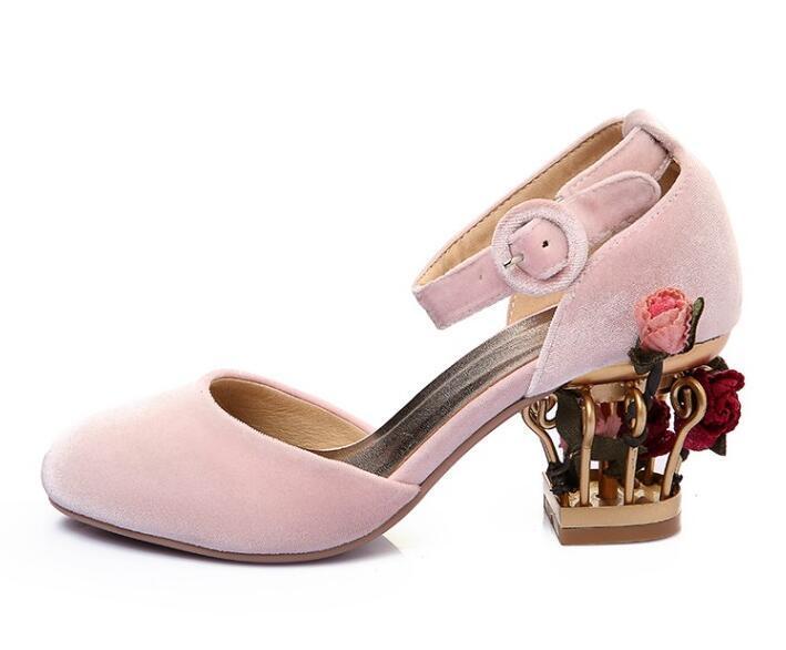 Womens Birdcage Heel Flowers Pumps Wedding Pointy Toe Soft Party Casual Shoes