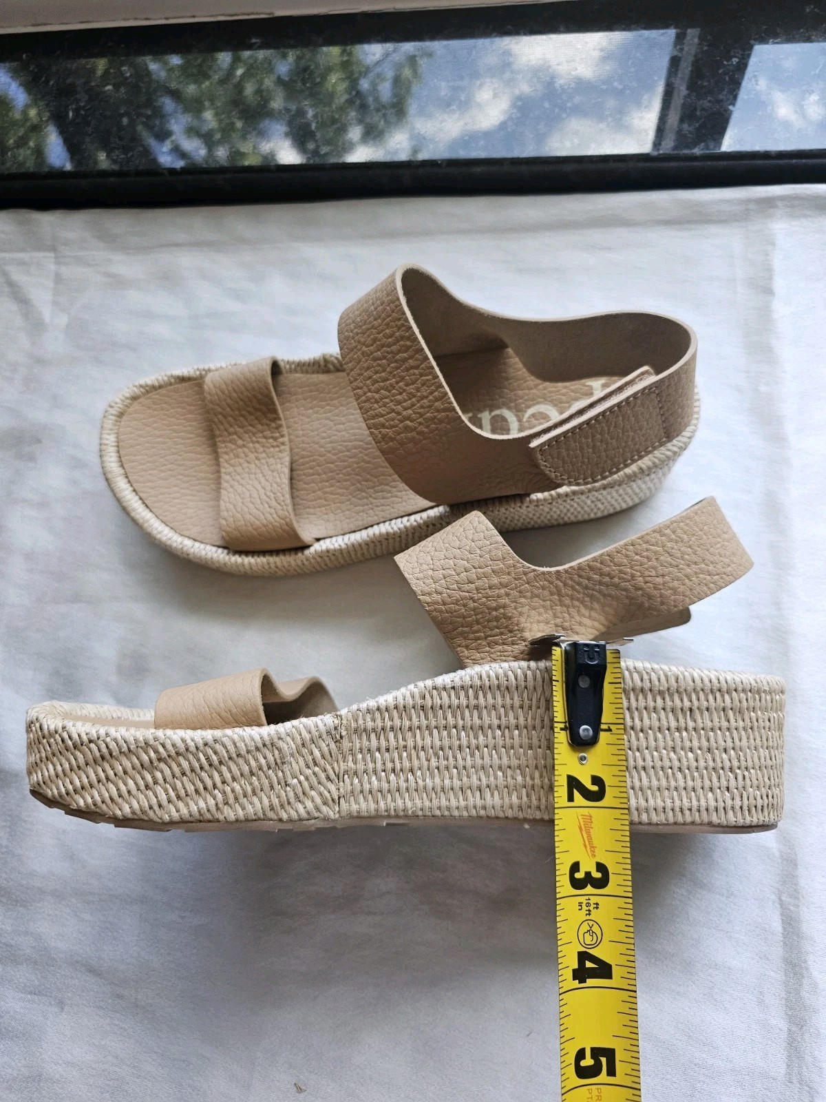 PEDRO GARCIA Lacey Two Band Flatform Leather Sandals In Camel Sz EU39.5/US9.5