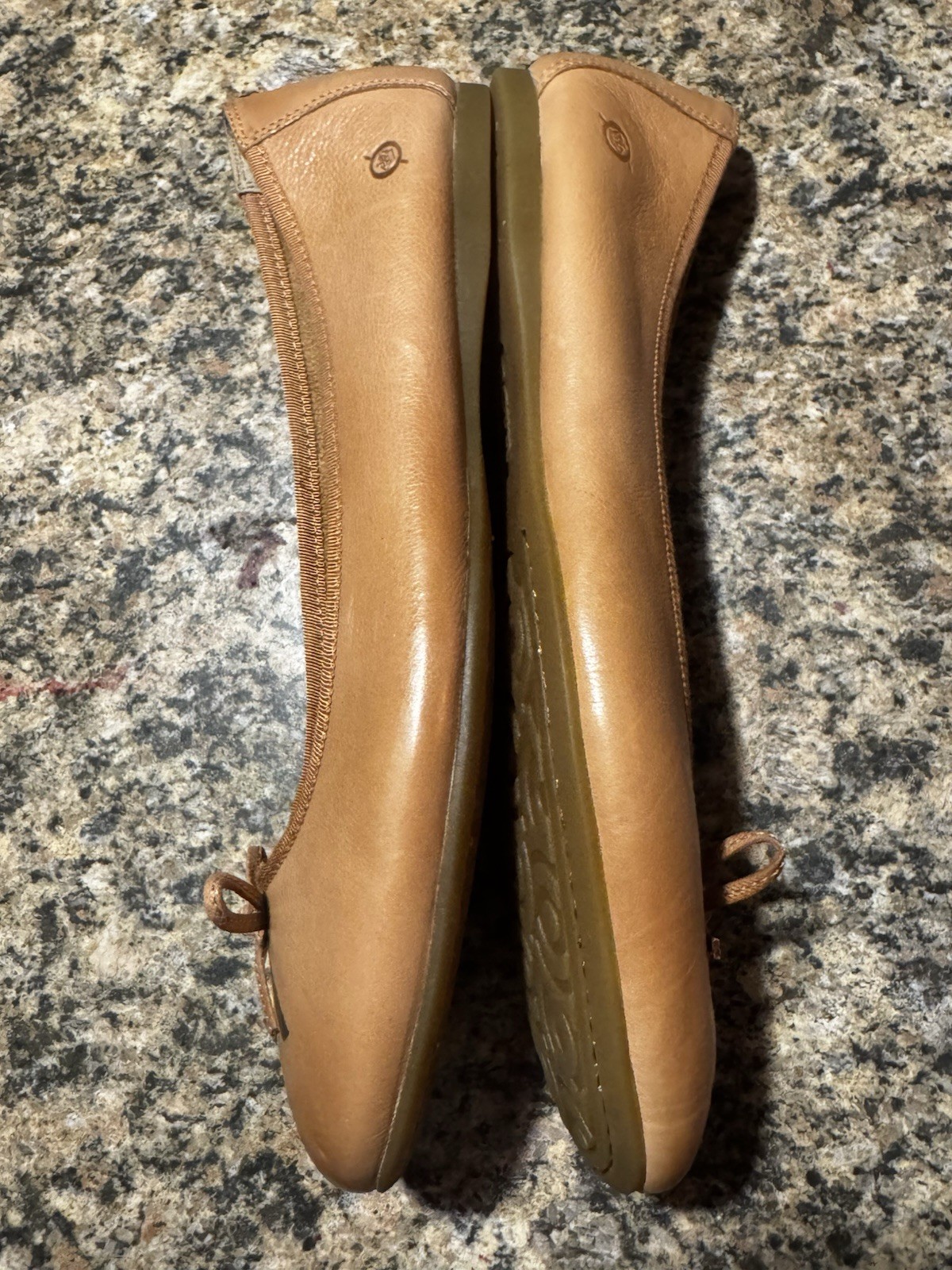 BORN BRIN Ballet Ballerina Flats Bow Grosgrain 11 Slip On Natural Almond Flats