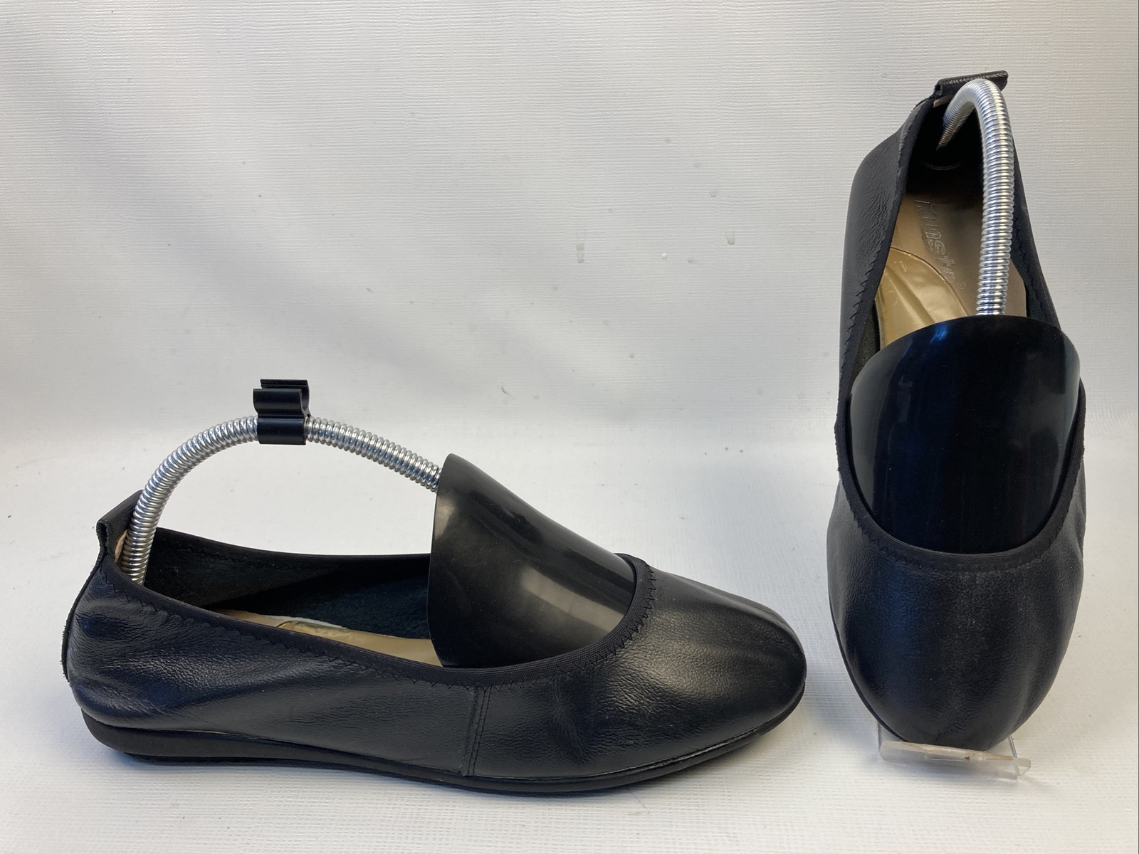 Kunsto Women’s Shoes Size 7-8 Leather Closed Toe Slide Black Flats Footbed 9.25”