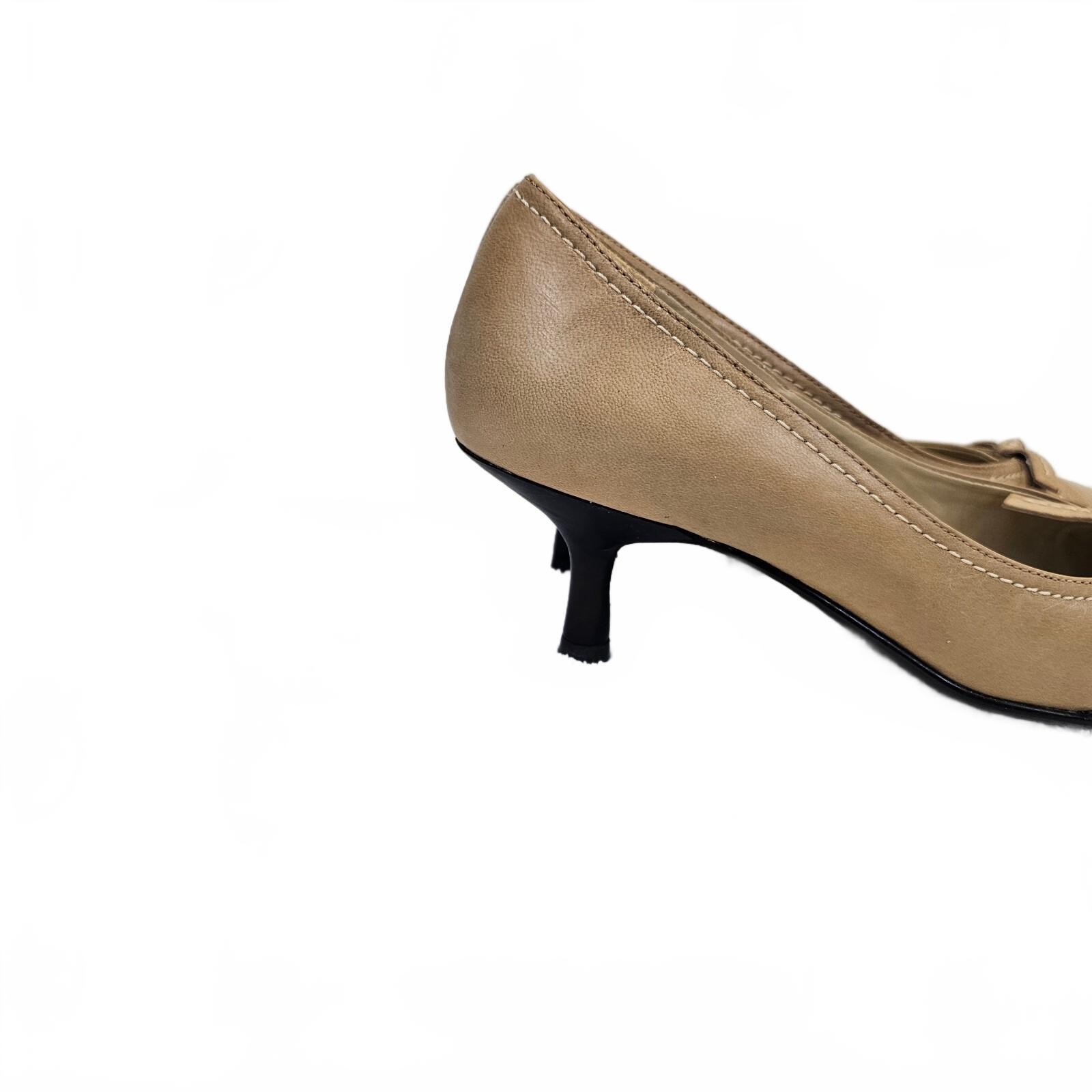 Jane Debster Valet Tan Leather Pointed Toe Kitten Heels AU 6.5 Y2K