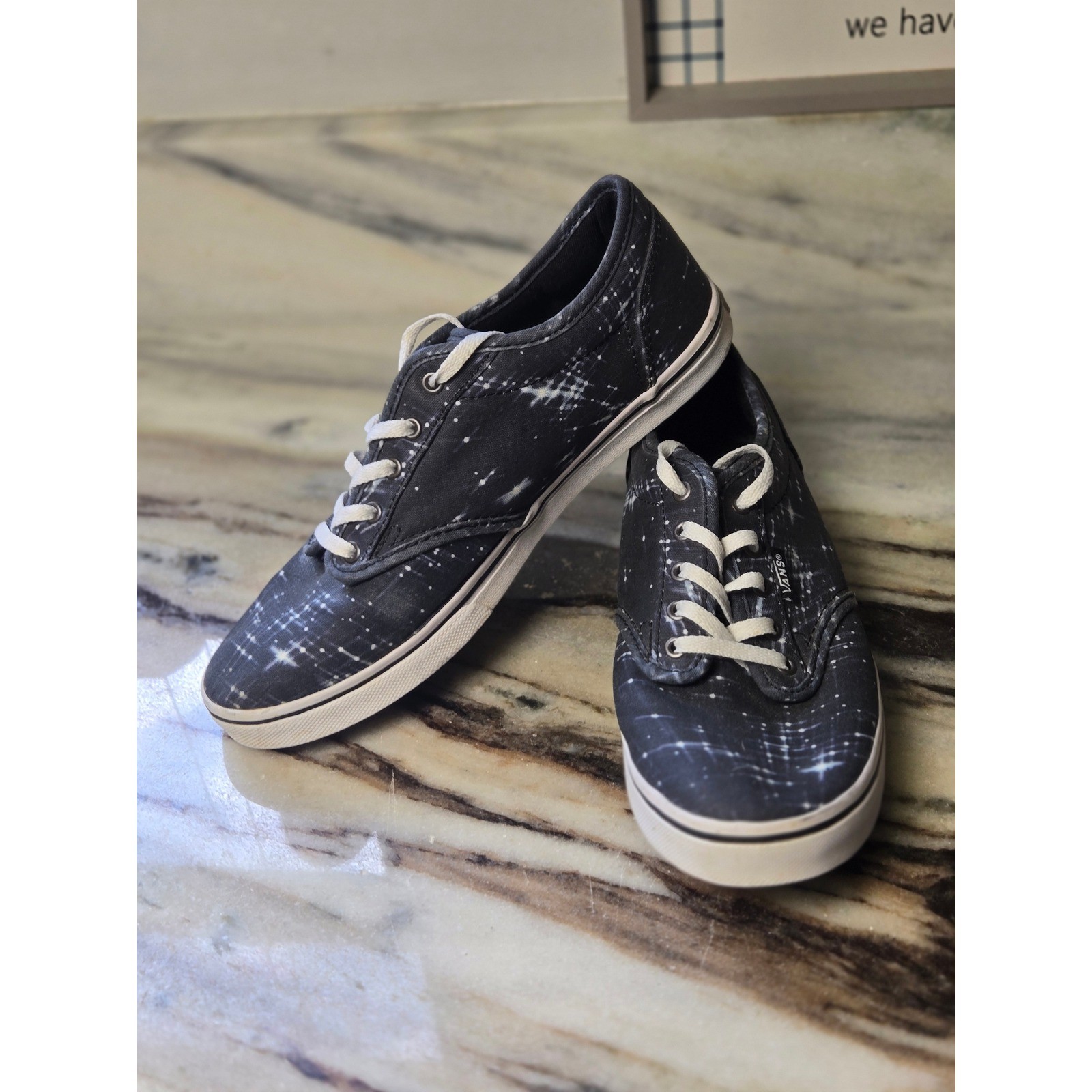 Vans Authentic Galaxy Print Black White Low Top Sneakers W 6.5 Space Celestial