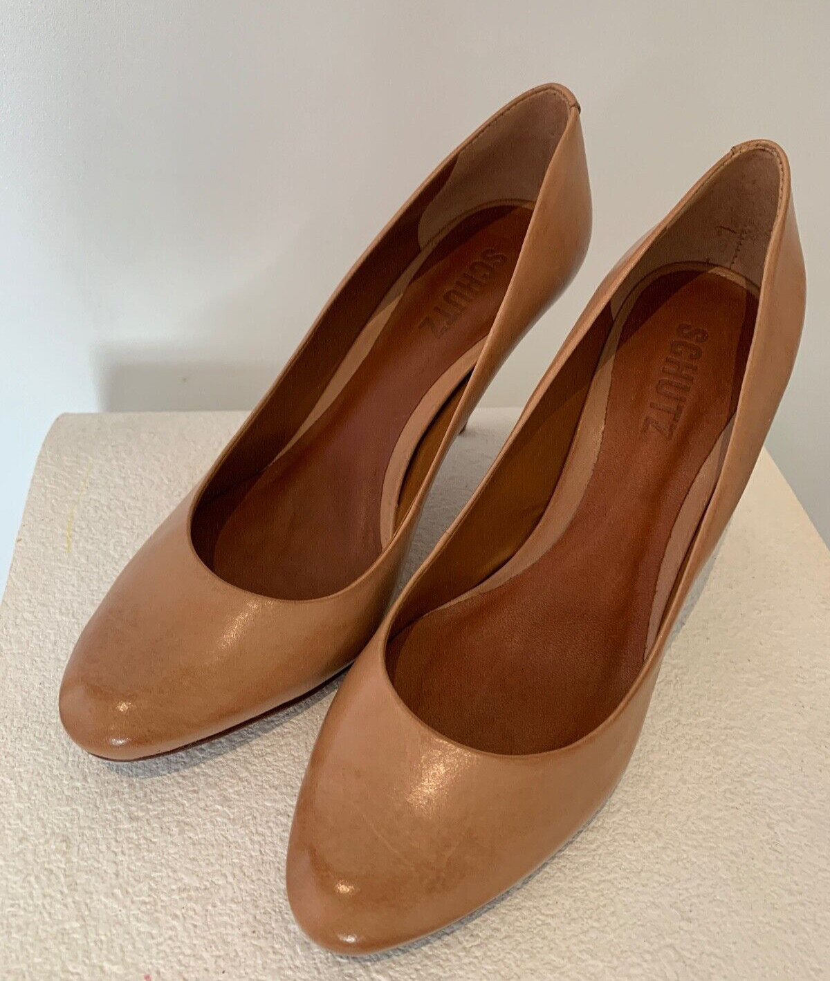 SCHUTZ Nude Leather Heels *NEW* EU 37 AU 6.5 Classic Pumps RRP $260