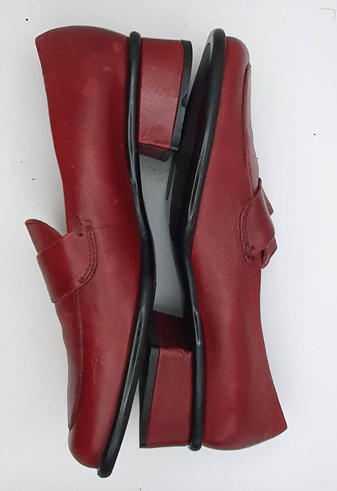 Nine West Penny Loafers Womens 8M Red Leather Block Heel Square Toe Classic VTG