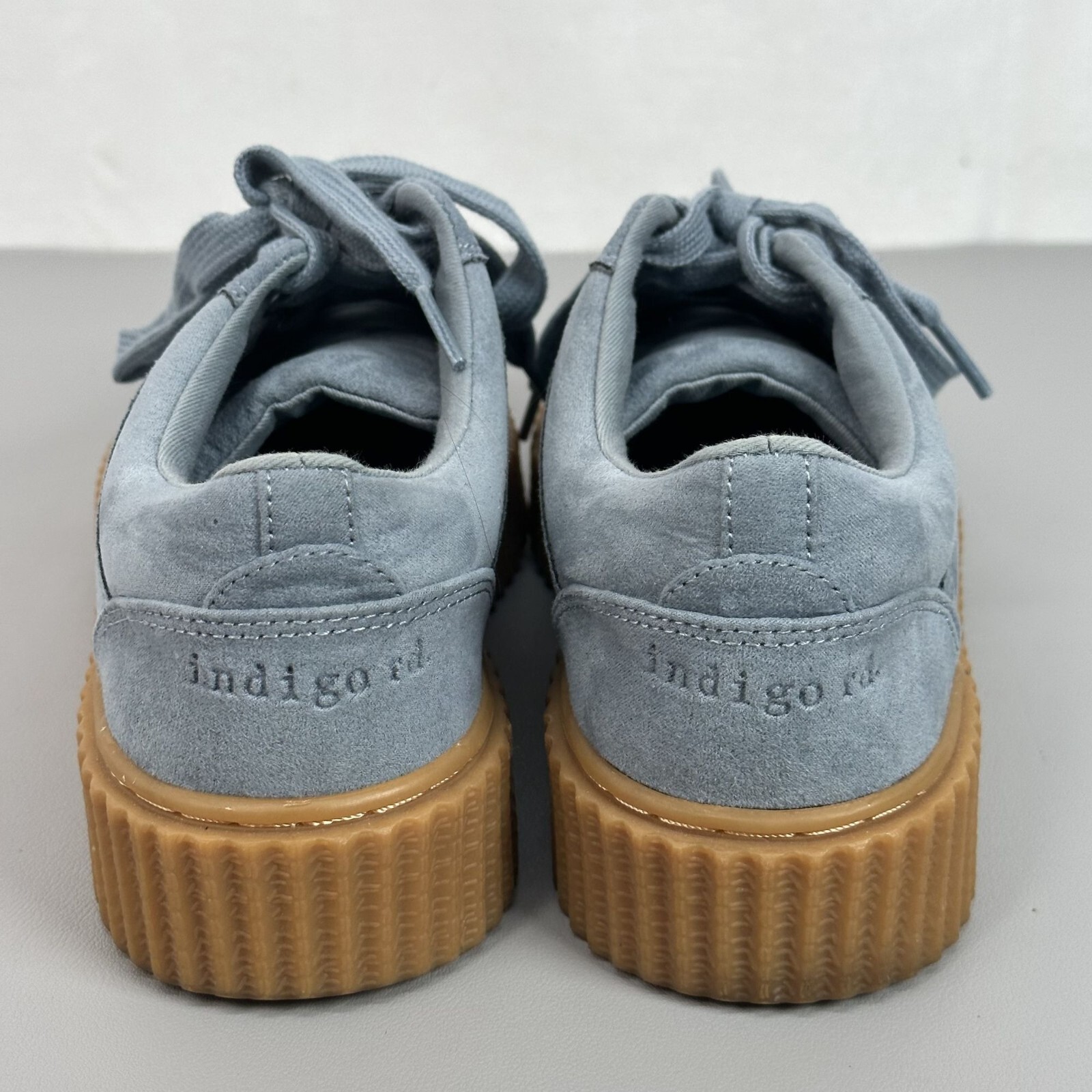 Indigo Rd. Women’s Blue Suede Leather Platform Sneakers Textured Rubber Sole 7M