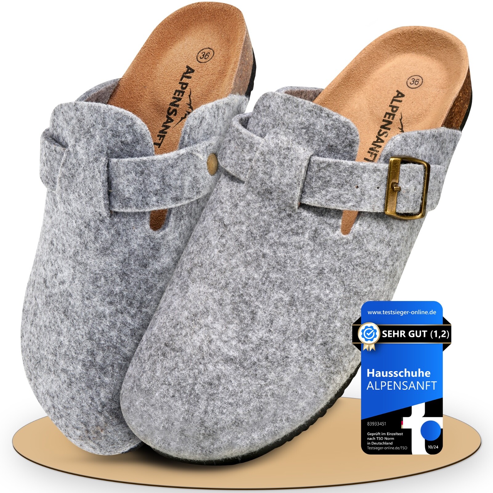 Clogs slippers women men felt + buckle, cork, insole real leather 36-45
