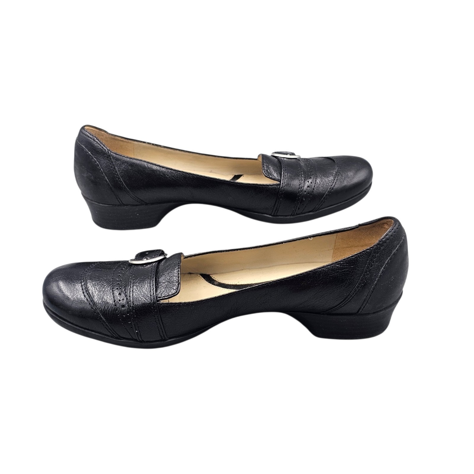 Naturalizer Women’s Size 10 N VGC Narrow Loran Black Leather Buckle Wedges Flats