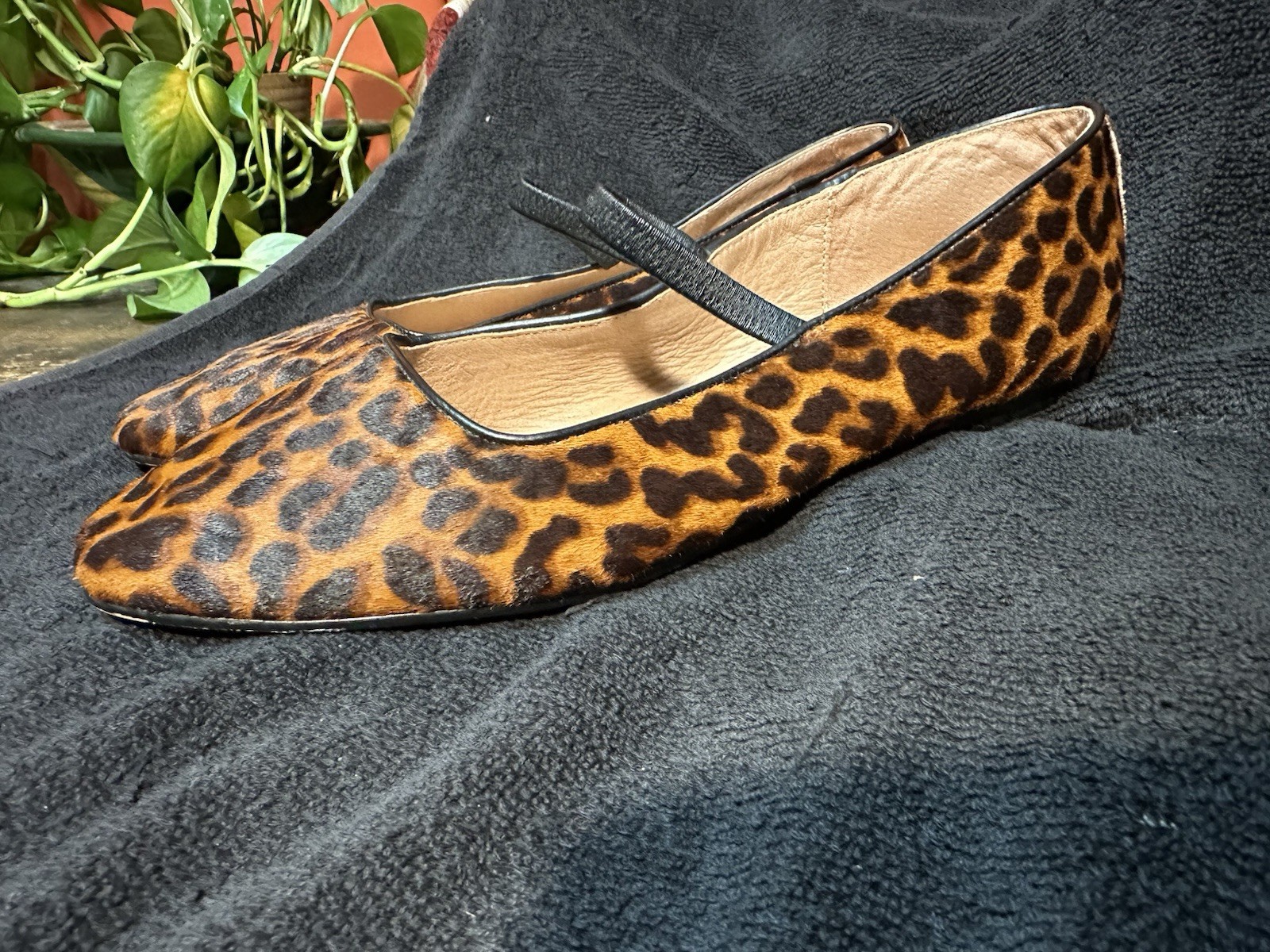MADEWELL Greta Ballet Mary Jane Flats Square Toe Calf Skin Leopard Women’s 10.5