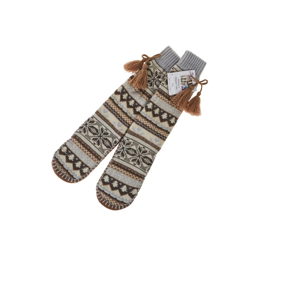 Muk Luks Traditional Tassel Knit Slipper Socks