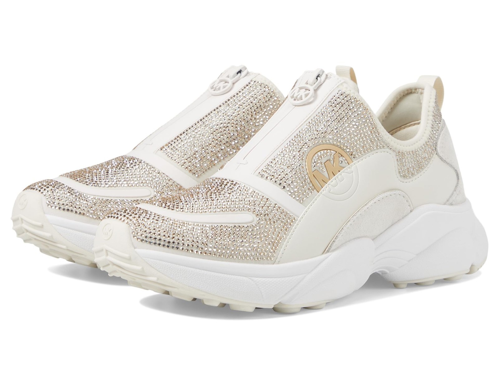 Michael Kors Sami Zip Trainer Cream Knit Women Sneakers NWB Pick Size