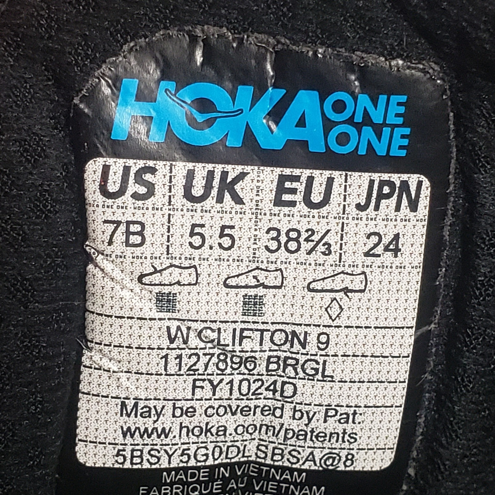 Hoka One Clifton 9 Womens Sz 7 B EU 38 2/3 Black /Rose Gold
