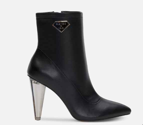 MATEO BY INC Women’s Black Luisap Stiletto Clear Heel Booties Size 10