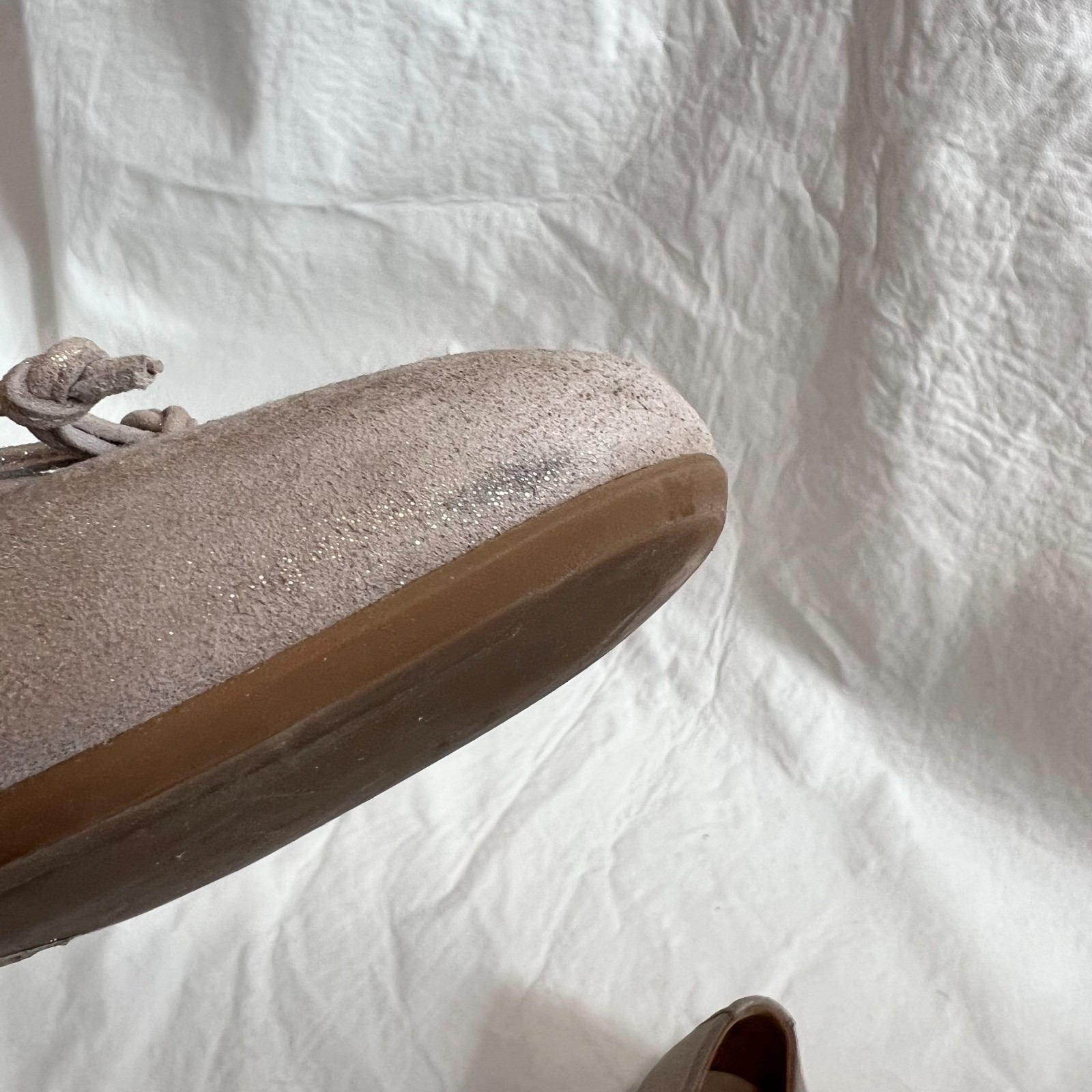 Paul Green Ballet Flats Ursula beige Cashmere Suede Metallic UK 6.5 US 9 shoes