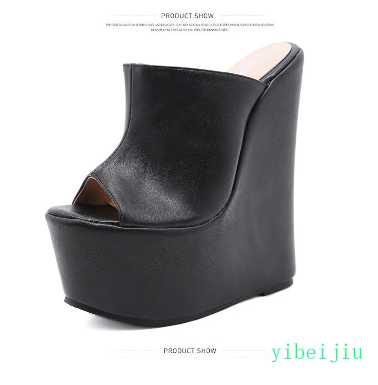 Women’s Super High Wedge Heels Platform Mules Slides Sandals Slippers Thick Sole