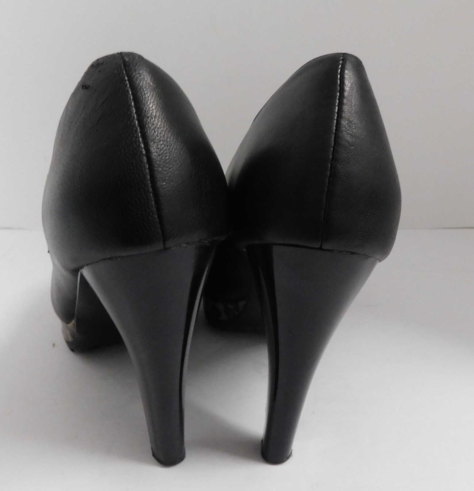Just Cavalli Black Leather Pump Open Toe Heels Leopard Trim 39