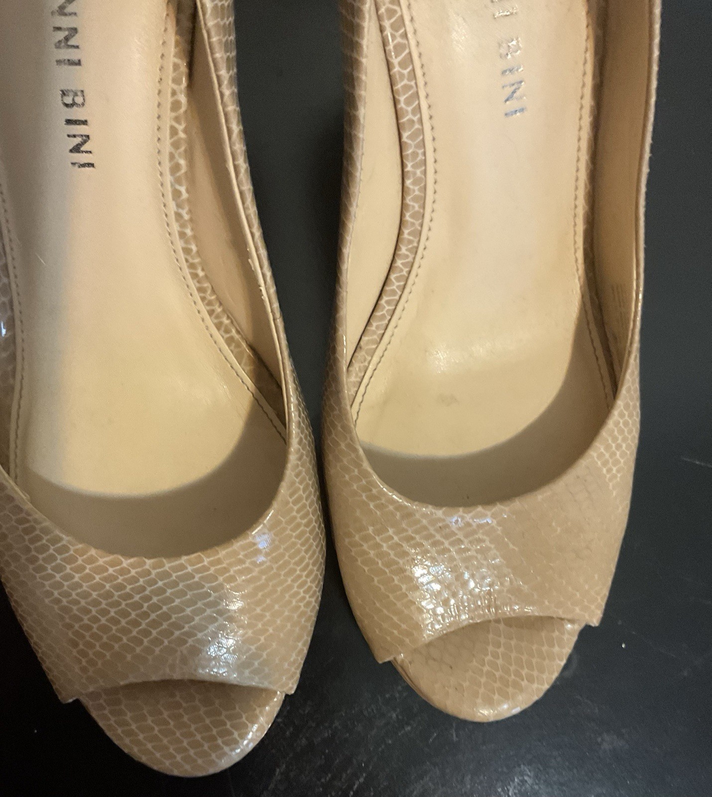 Wedge Heel Gianni Bini Snake Print 9 Beige Office Casual Workwear