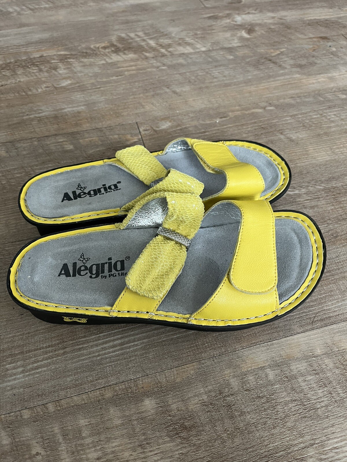 Alegria US 6 – 6.5 EU 36 Karmen Sandals Yellow Leather Slide Clogs Slip On