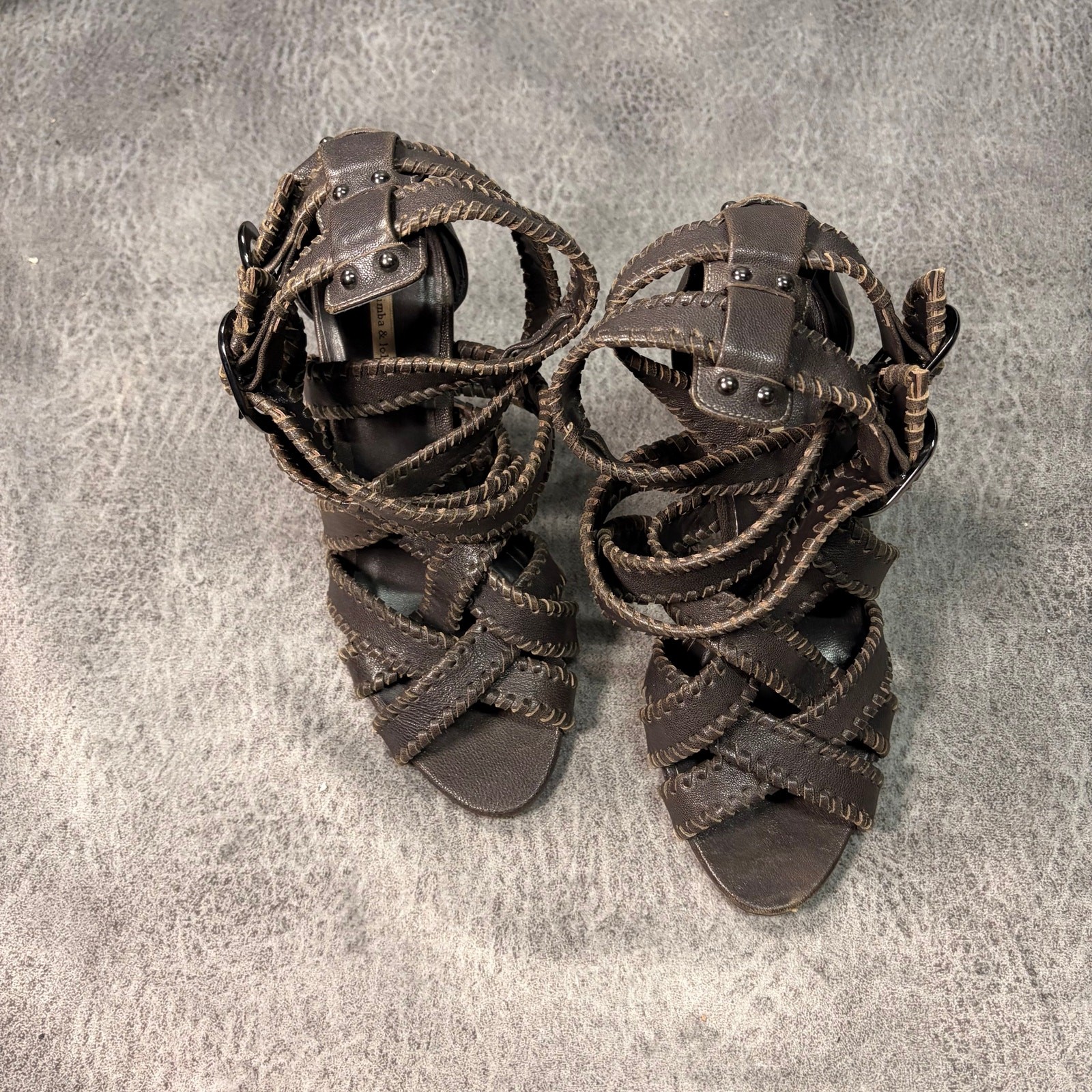 Bimba & Lola Strappy Woven Brown Heels