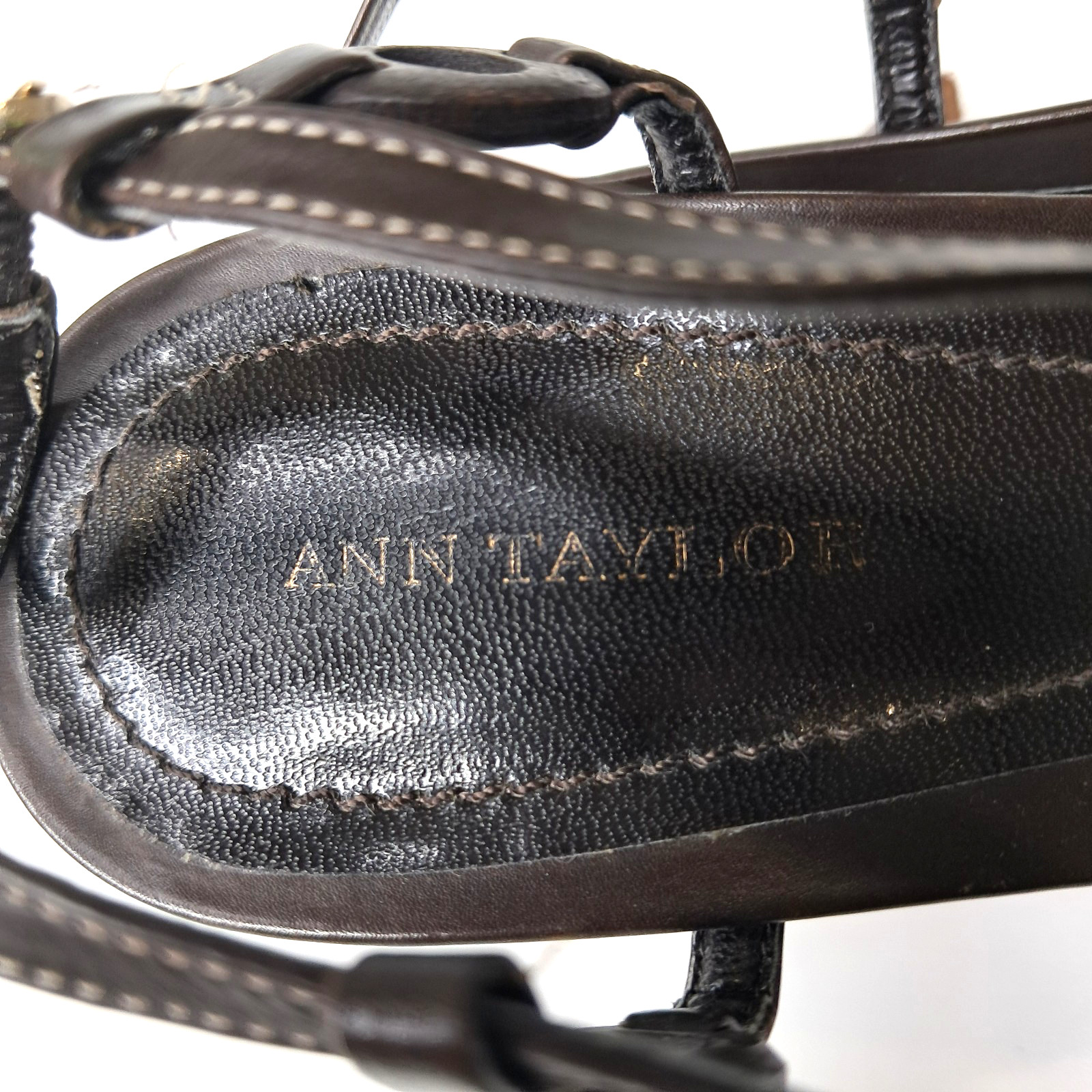Ann Taylor Women’s Shoes Sandle Ankle Strap Kitten Heels 7M Leather Brown Brazil