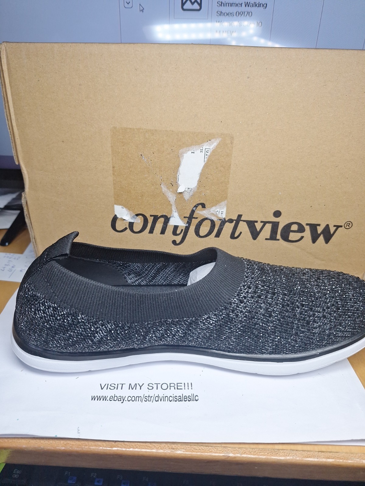 Comfortview NOVA Black Gray Shimmer Walking Shoes 09170 Women’s Size 10 M NEW