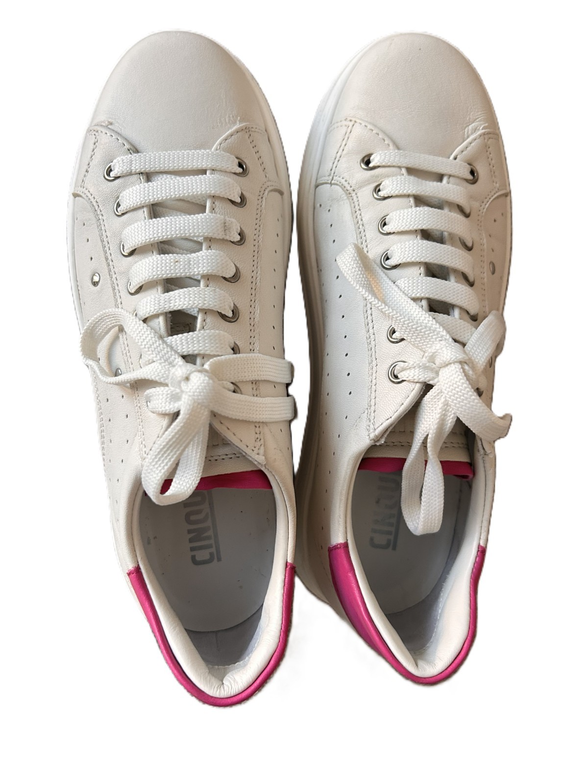 🤍 CINQUE | Ladies Leather Sneakers | Size 40 (39) | Off White & Pink | Genuine Leather