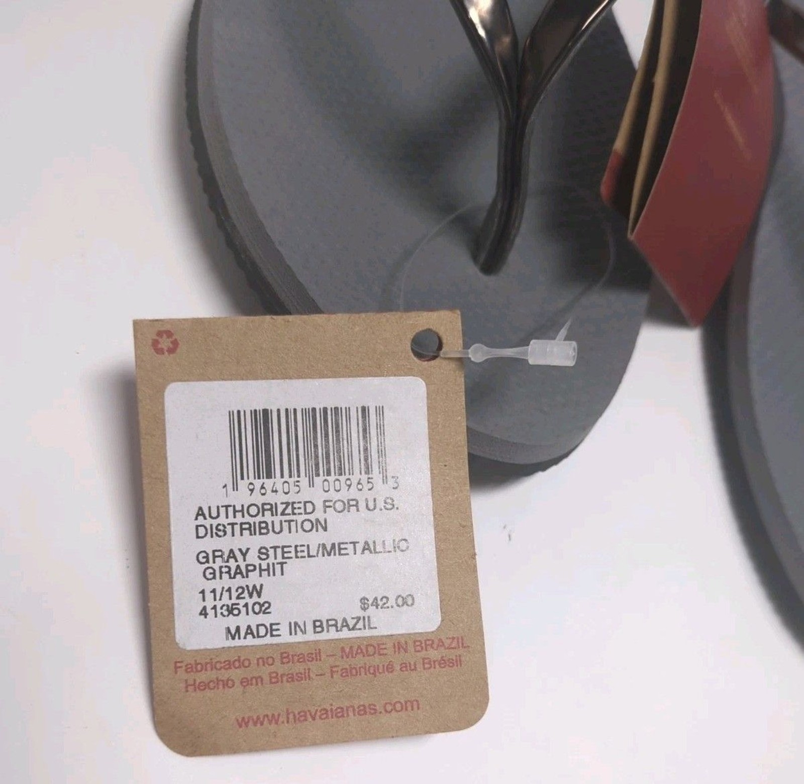 NEW Havaianas Flip Flops Sandals 41-42 Gray Steel Metallic Graphite Women 11 $42