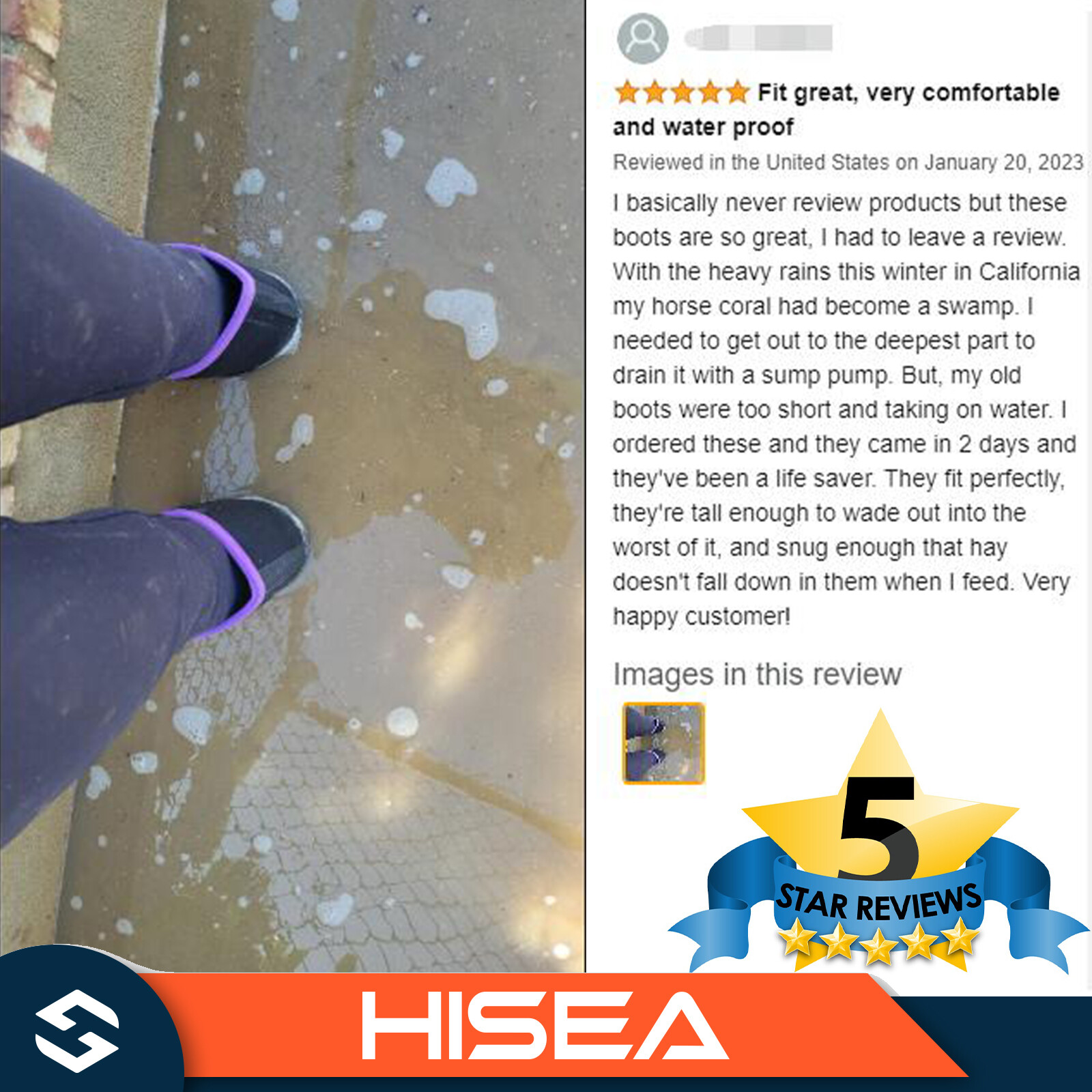 HISEA Women Rain Boots Neoprene Waterproof Outdoor Mud Working Hunting Knee Boot