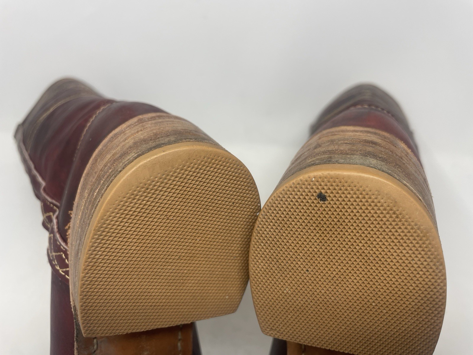 RARE Vintage 70s Frye Campus Boots Longhorn Stitched Burgundy 8 n Narrow