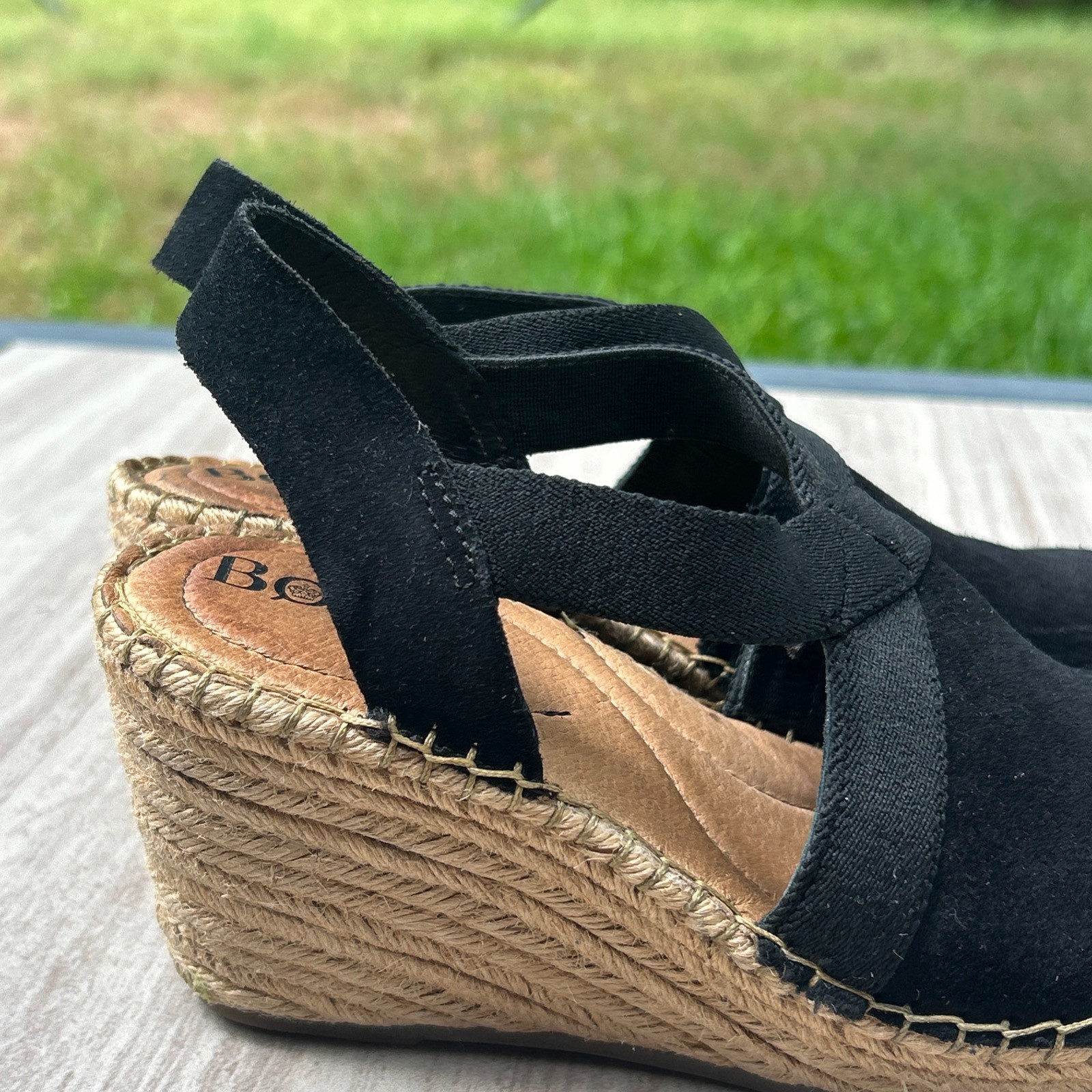BORN Black Suede Espadrille Wedge Platform Sandals Women’s Size 5 Vacation