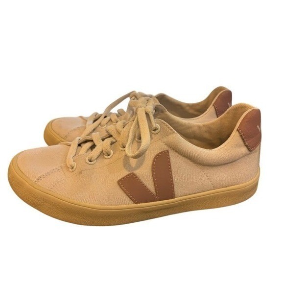 Veja Esplar Sneakers Womens 8.5 Mens 7 Cream Pink Canvas Good Low Top Shoes