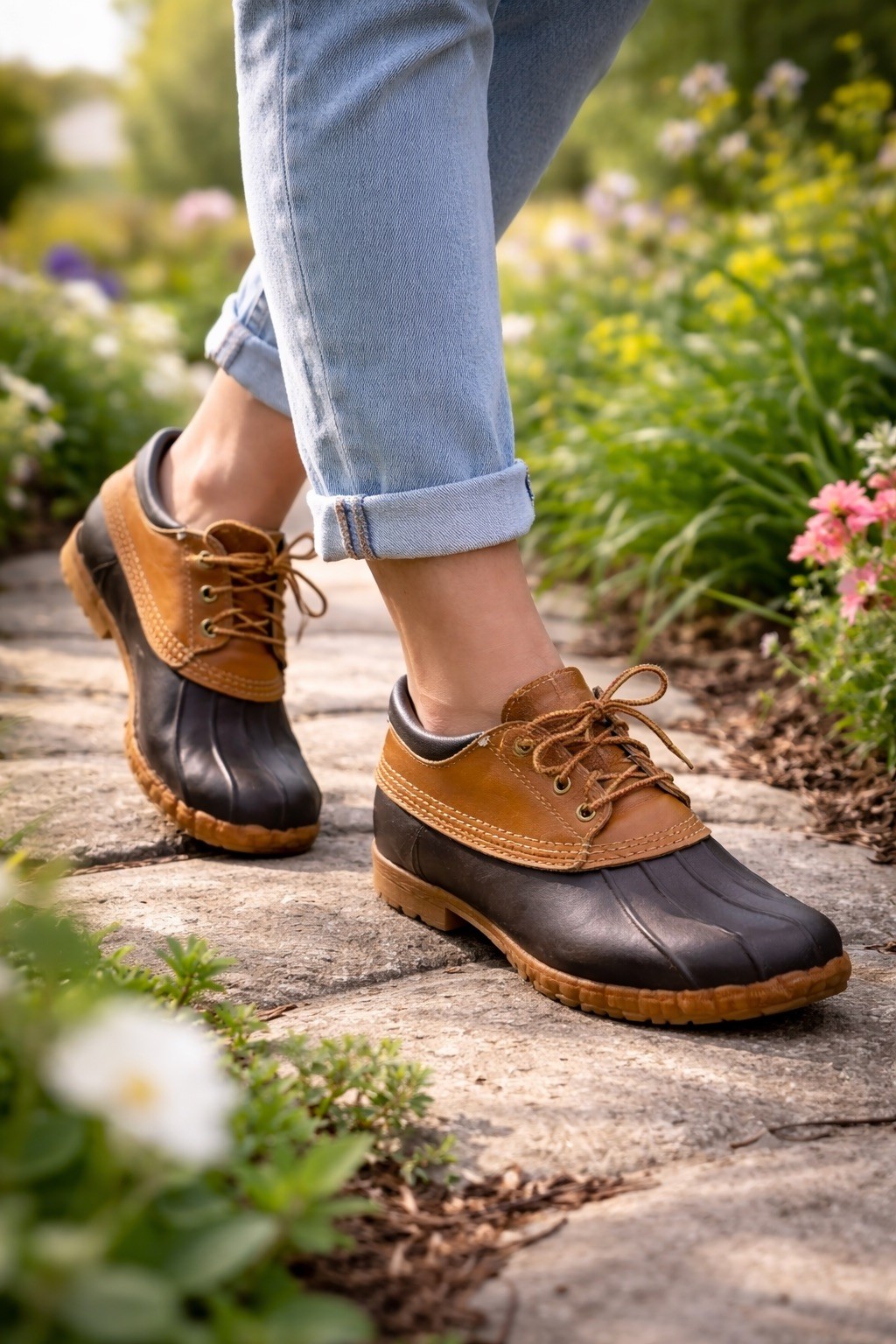 L.L. Bean Maine Hunting Shoe Duck Boots Brown Leather Rubber USA Women’s 9 GUC