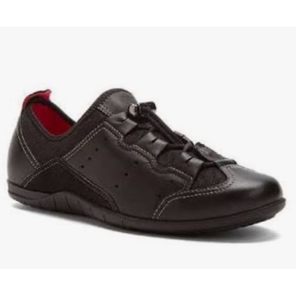 ECCO Bluma Women’s Toggle Black Leather Canvas Comfort Sneakers US 10 10.5 EU 41