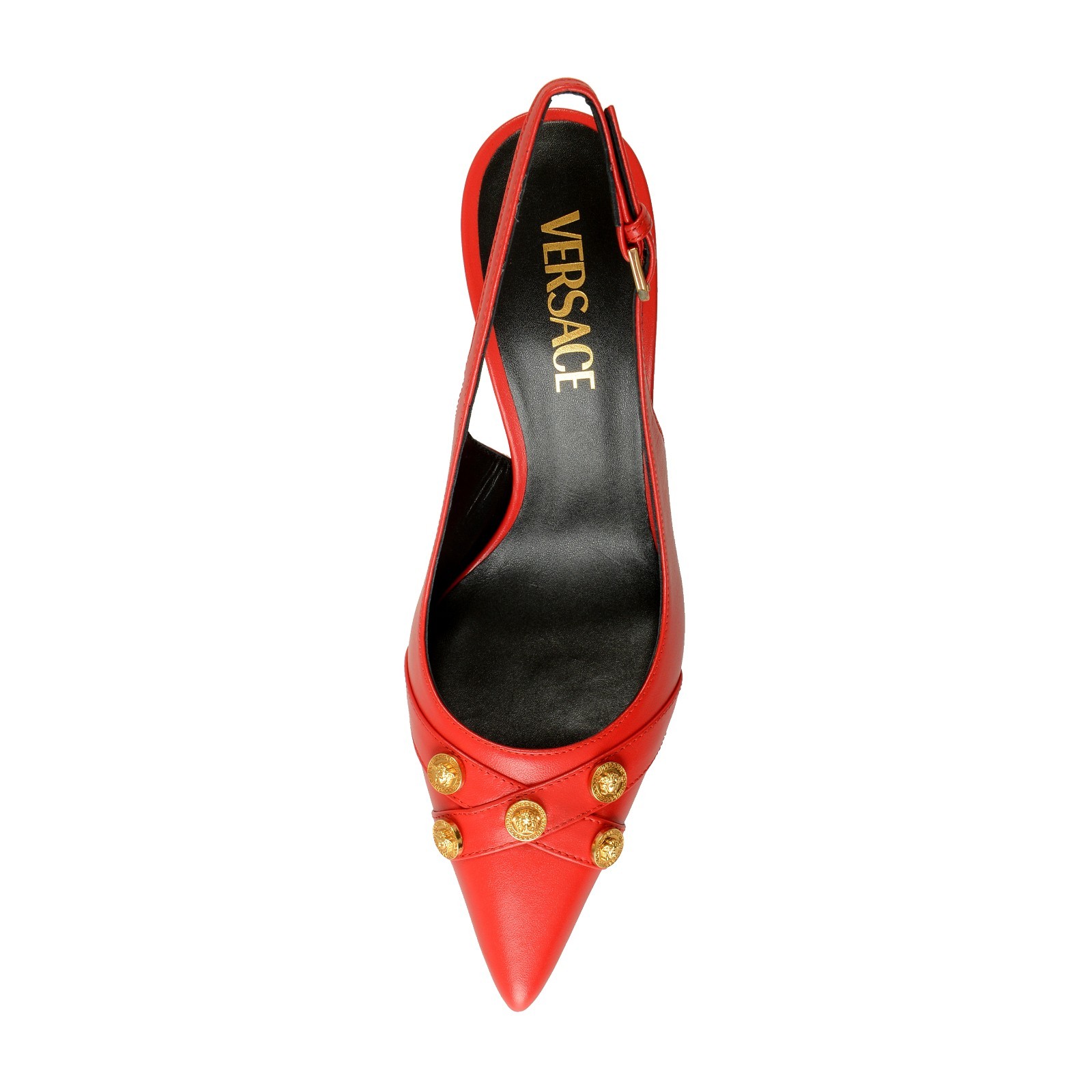 Versace Women’s Red 100% Leather Heeled Slingback Pumps Shoes US 6 IT 36