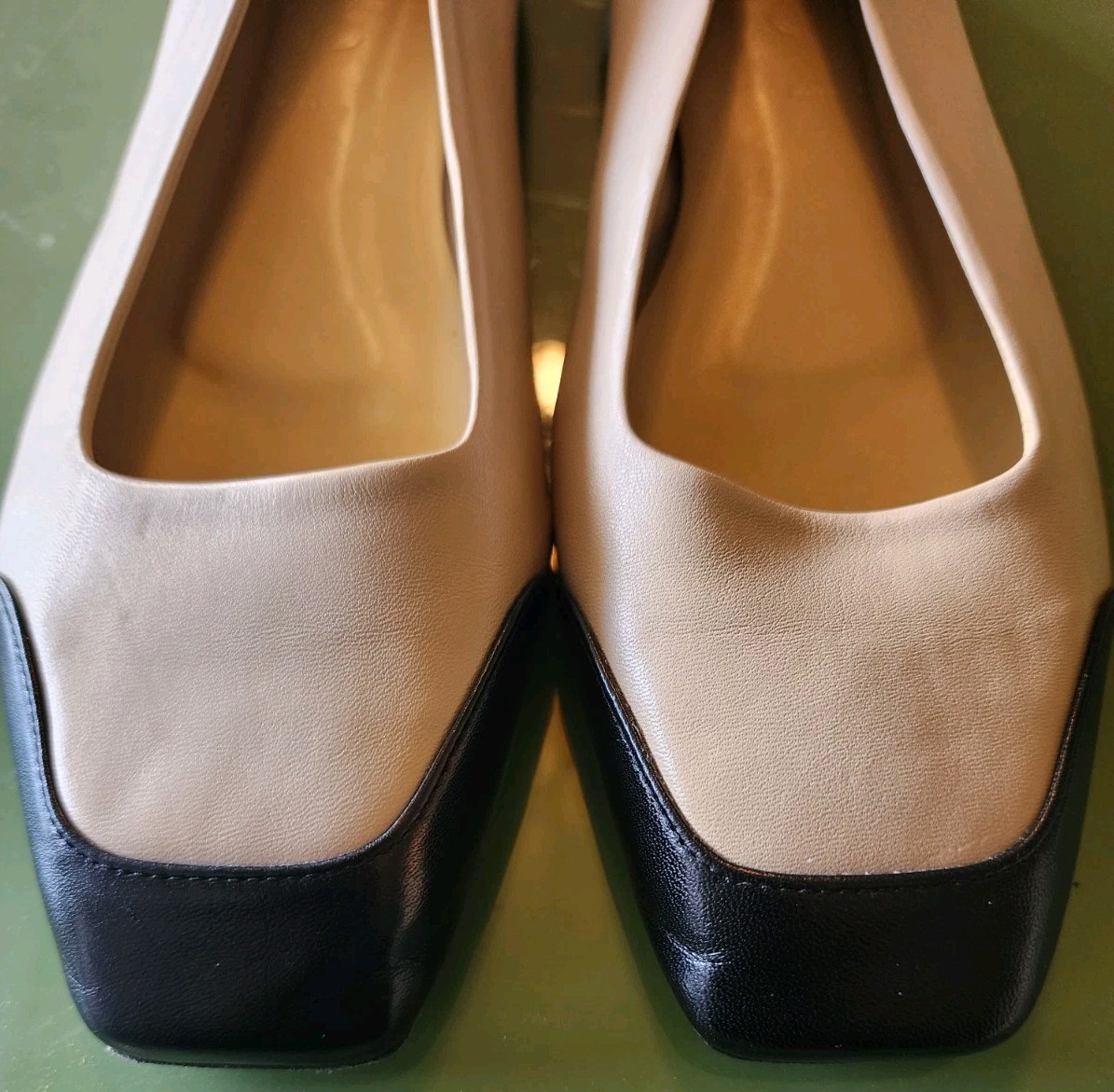 Aeyde IRIS Colorblock Neutral Napa Leather Ballet Flat Shoes Sz EU 39.5 US 9.5